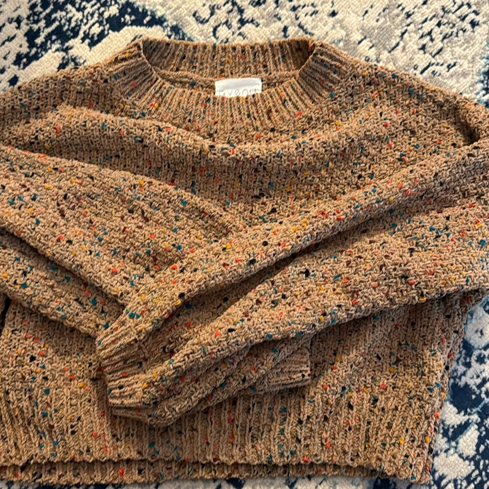 Tan and speckled crop sweater